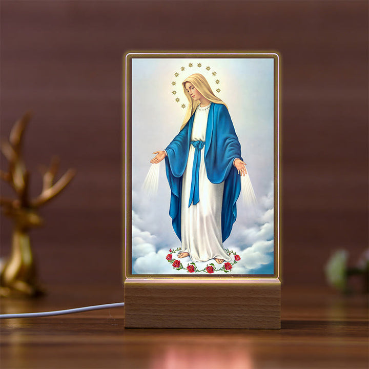 Christianartworkshop Icono de los Santos con base de madera de haya, luz nocturna del fiel guardián - mi - image 4