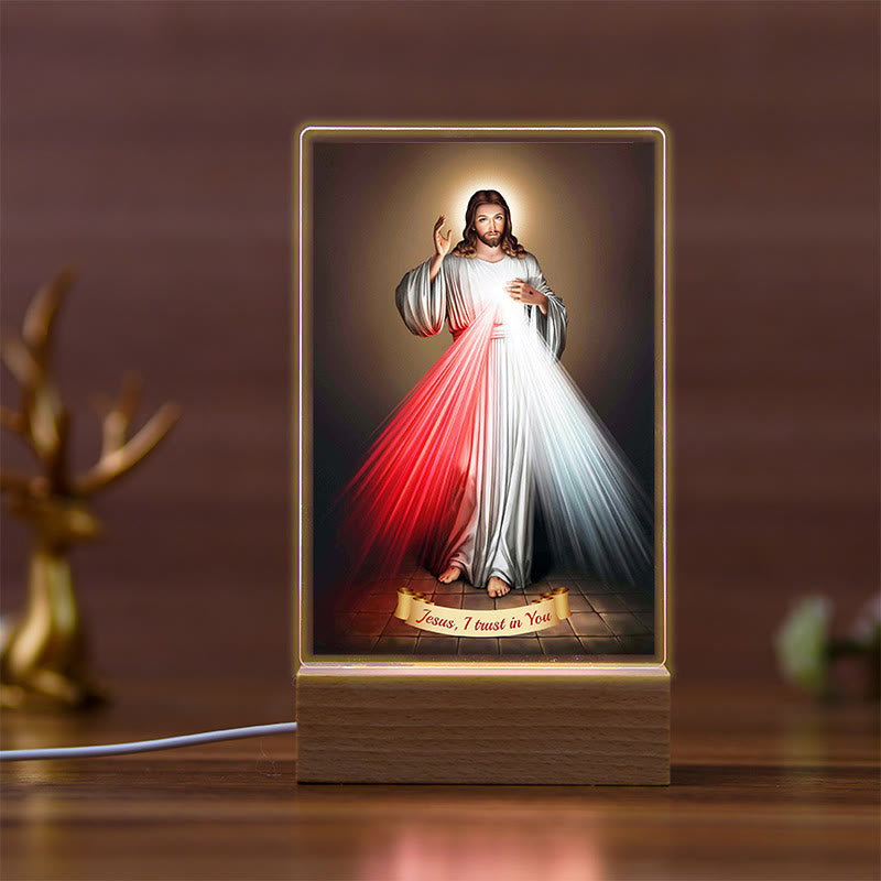 Christianartworkshop Icono de los Santos con base de madera de haya, luz nocturna del fiel guardián - A - image 0