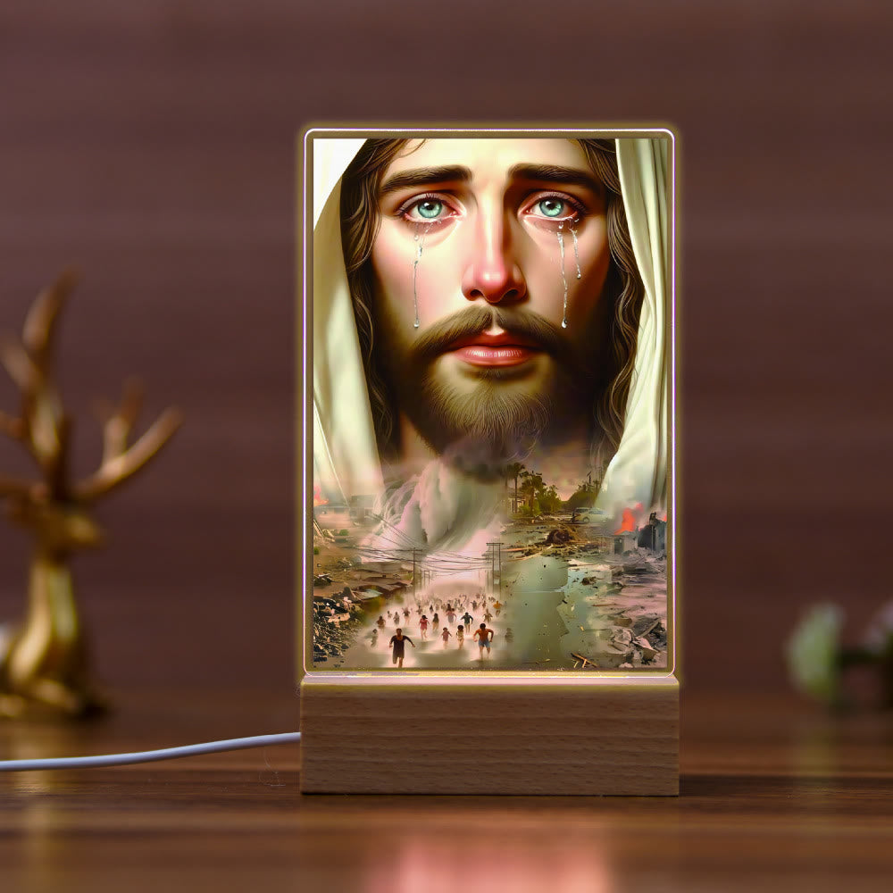 Christianartworkshop Icono religioso de Jesús con escena de sanación, luz nocturna: arte y belleza natural. - B - image 1
