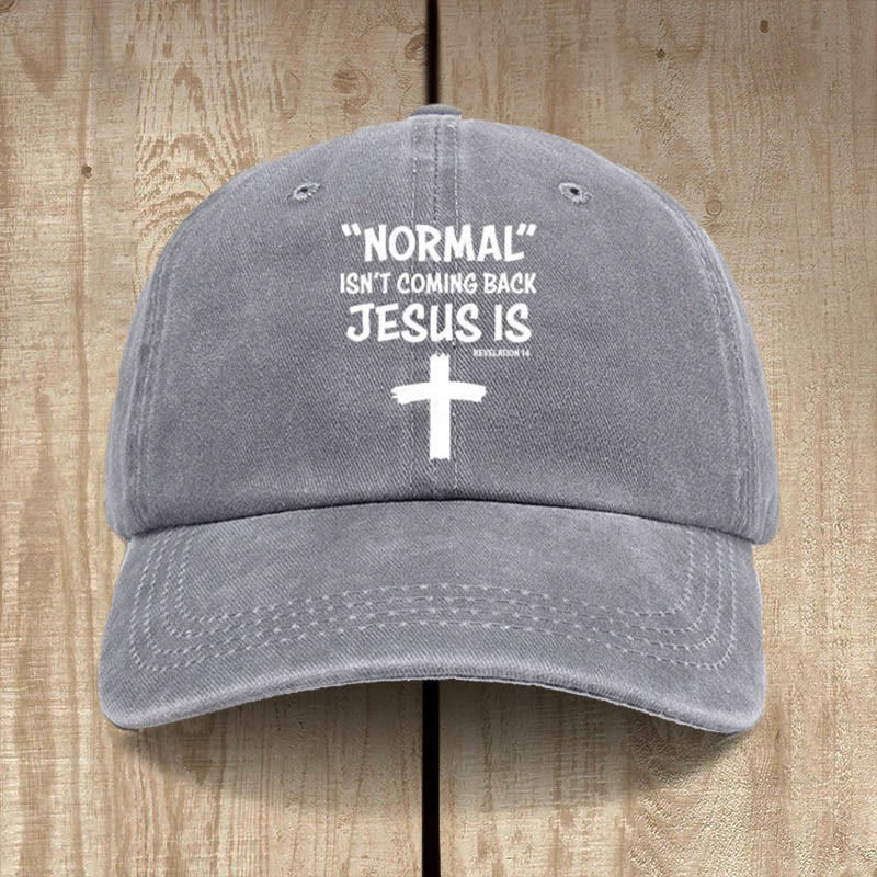 Christianartworkshop Gorra unisex de algodón desgastado con el mensaje "Jesús regresa" - Gris - image 7