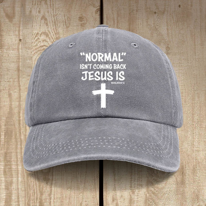 Christianartworkshop Gorra unisex de algodón desgastado con el mensaje "Jesús regresa" - Gris - image 7