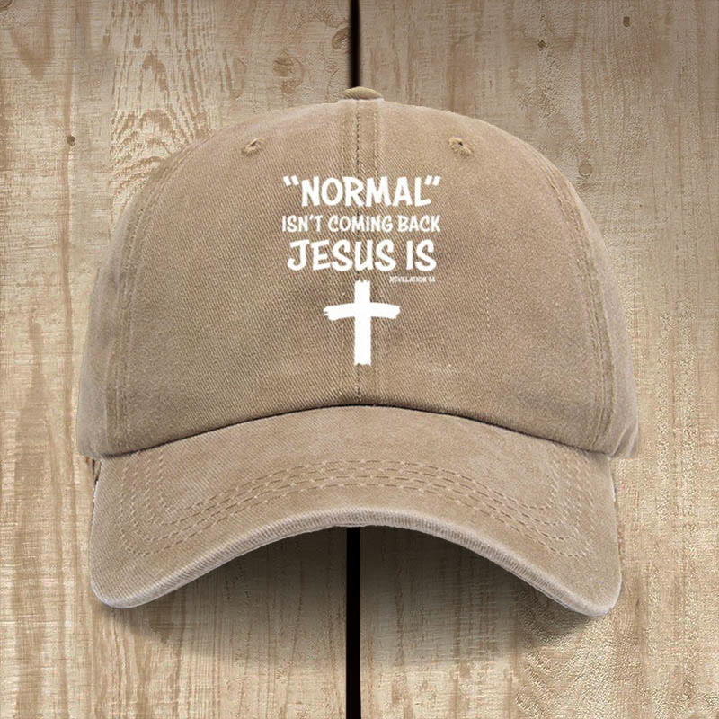 Christianartworkshop Gorra unisex de algodón desgastado con el mensaje "Jesús regresa" - Caqui - image 5