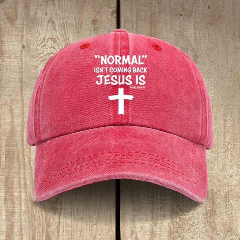 Christianartworkshop Gorra unisex de algodón desgastado con el mensaje "Jesús regresa" - Rojo - image 15