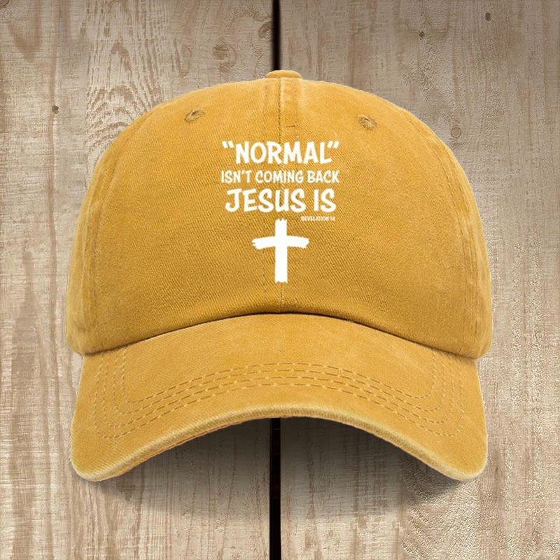 Christianartworkshop Gorra unisex de algodón desgastado con el mensaje "Jesús regresa" - Amarillo - image 14
