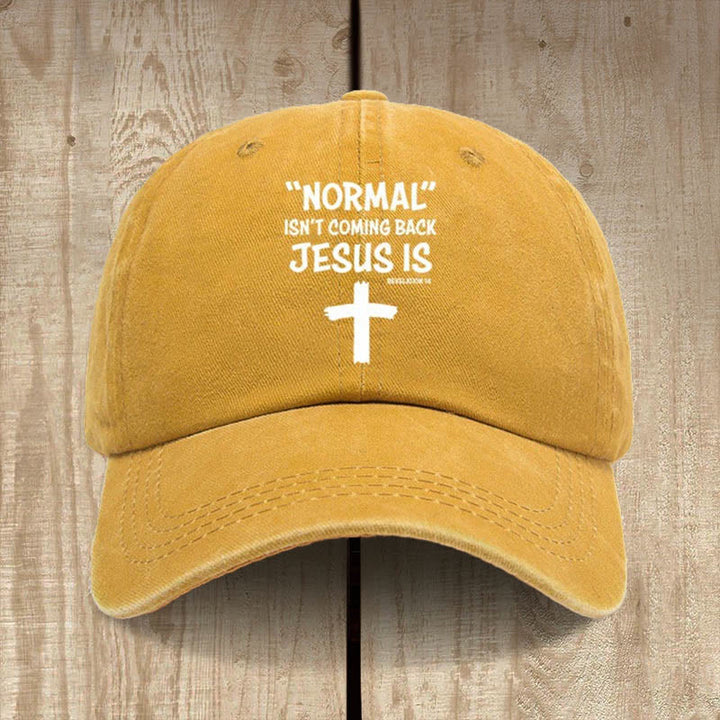 Christianartworkshop Gorra unisex de algodón desgastado con el mensaje "Jesús regresa" - Amarillo - image 14