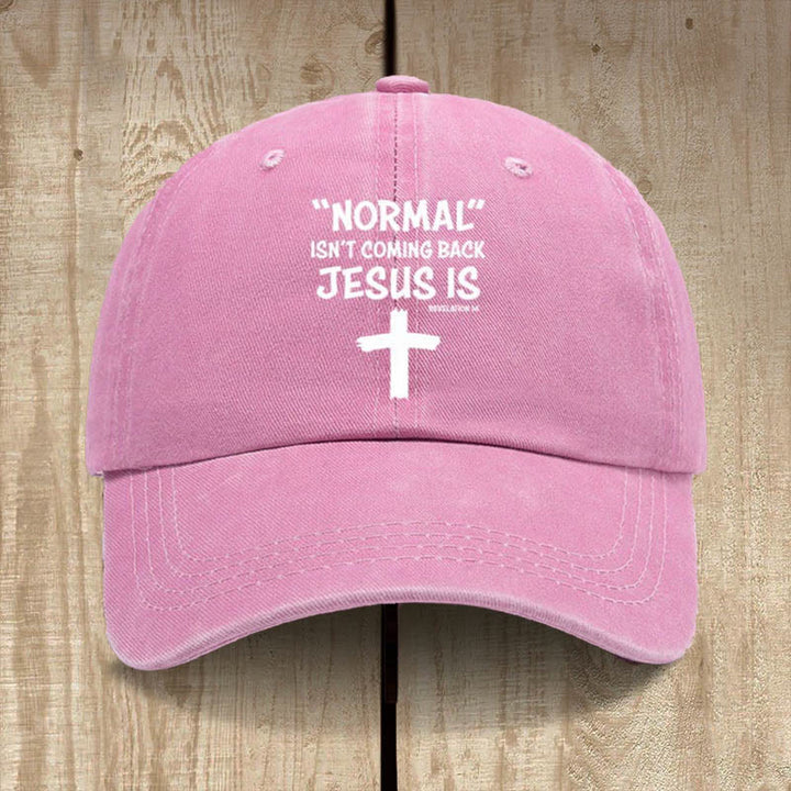 Christianartworkshop Gorra unisex de algodón desgastado con el mensaje "Jesús regresa" - Rosa - image 9
