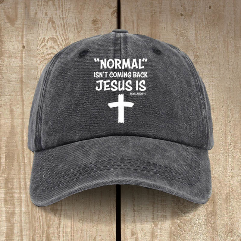 Christianartworkshop Gorra unisex de algodón desgastado con el mensaje "Jesús regresa" - Negro - image 0