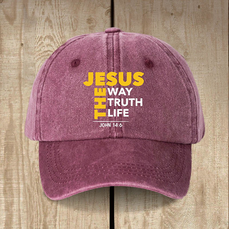 Christianartworkshop Gorra de béisbol vintage "Jesús es el camino: La verdad y la vida": Camina en su camino. - Vino - image 0