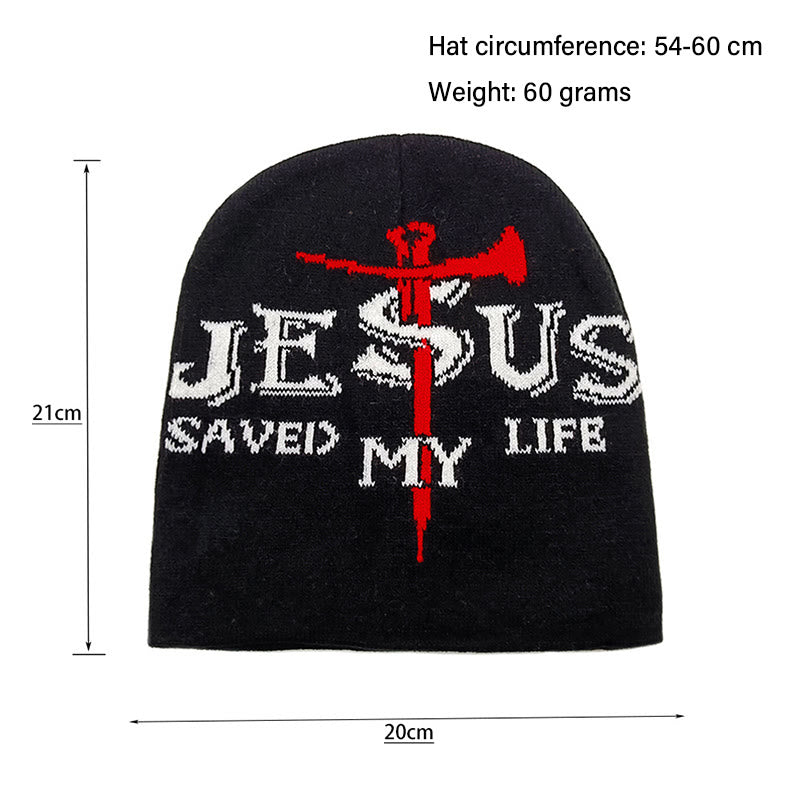 Christianartworkshop Gorro de punto con la frase "Jesús me salvó la vida": Un cálido recordatorio de su gracia. - image 4