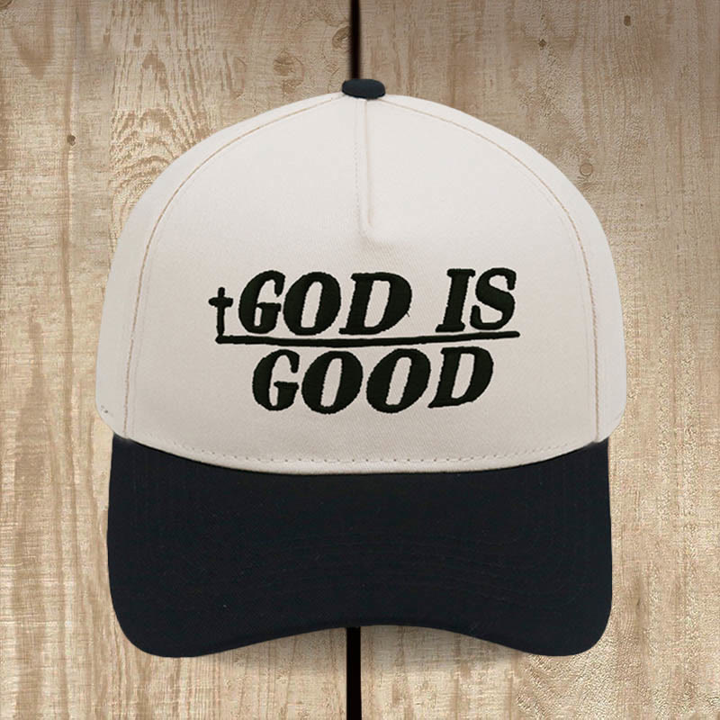 Christianartworkshop Gorra de béisbol bicolor "Dios es bueno": Fe que se lleva con audacia - Negro - image 1