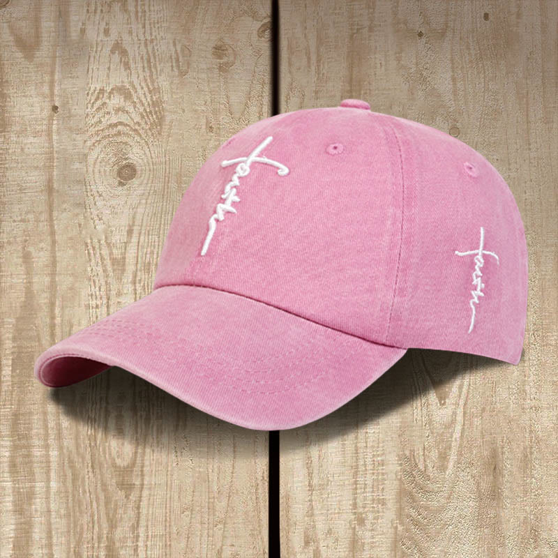 Christianartworkshop Gorra de béisbol minimalista con cruz de fe: estilo casual con un mensaje poderoso. - Rosa - image 1