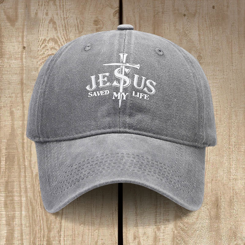 Christianartworkshop Gorra de béisbol con mensaje "Jesús me salvó la vida": Salvado por la gracia - Gris - image 8