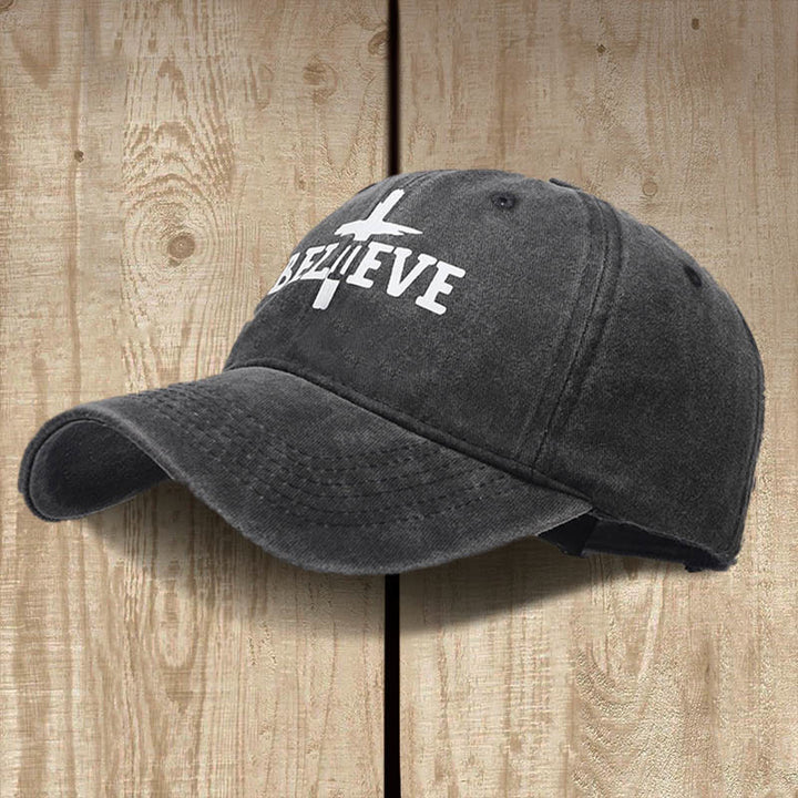 Christianartworkshop Gorra de béisbol "Cree en la Cruz": Fe sobre la duda - Negro - image 3