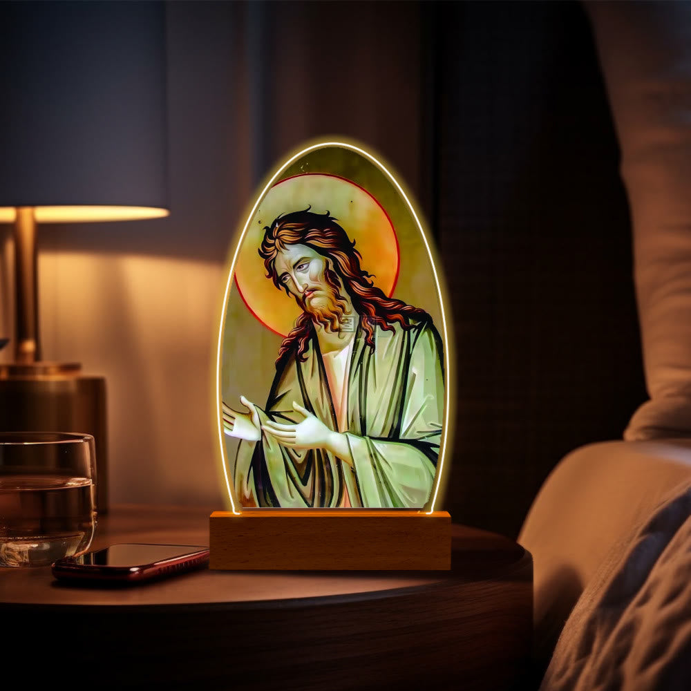 Christianartworkshop Bendición diaria Ovalada Lámpara de noche con escenas sagradas: Halo brillante e iconos sagrados - F - image 13