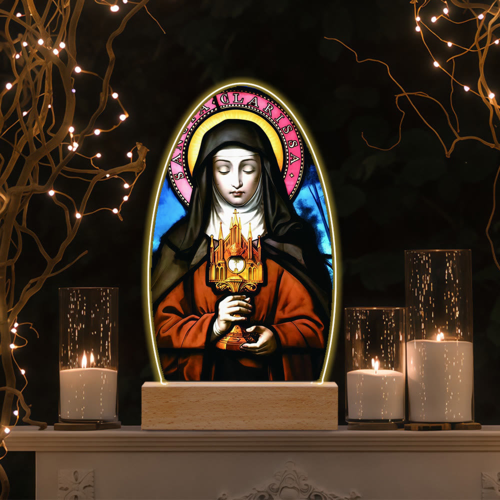 Christianartworkshop Bendición diaria Ovalada Lámpara de noche con escenas sagradas: Halo brillante e iconos sagrados - L - image 19
