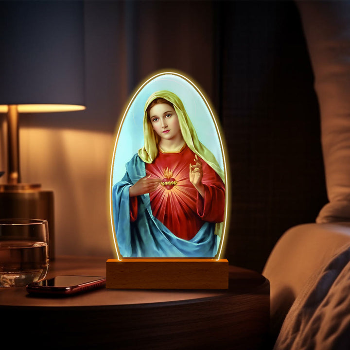 Christianartworkshop Bendición diaria Ovalada Lámpara de noche con escenas sagradas: Halo brillante e iconos sagrados - M - image 20