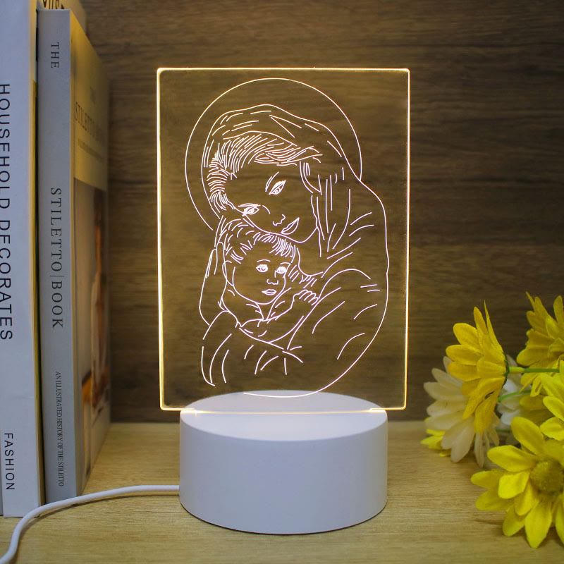 Christianartworkshop Lámpara de noche minimalista con diseño único: contornos brillantes e iconos perdurables. - B - image 1