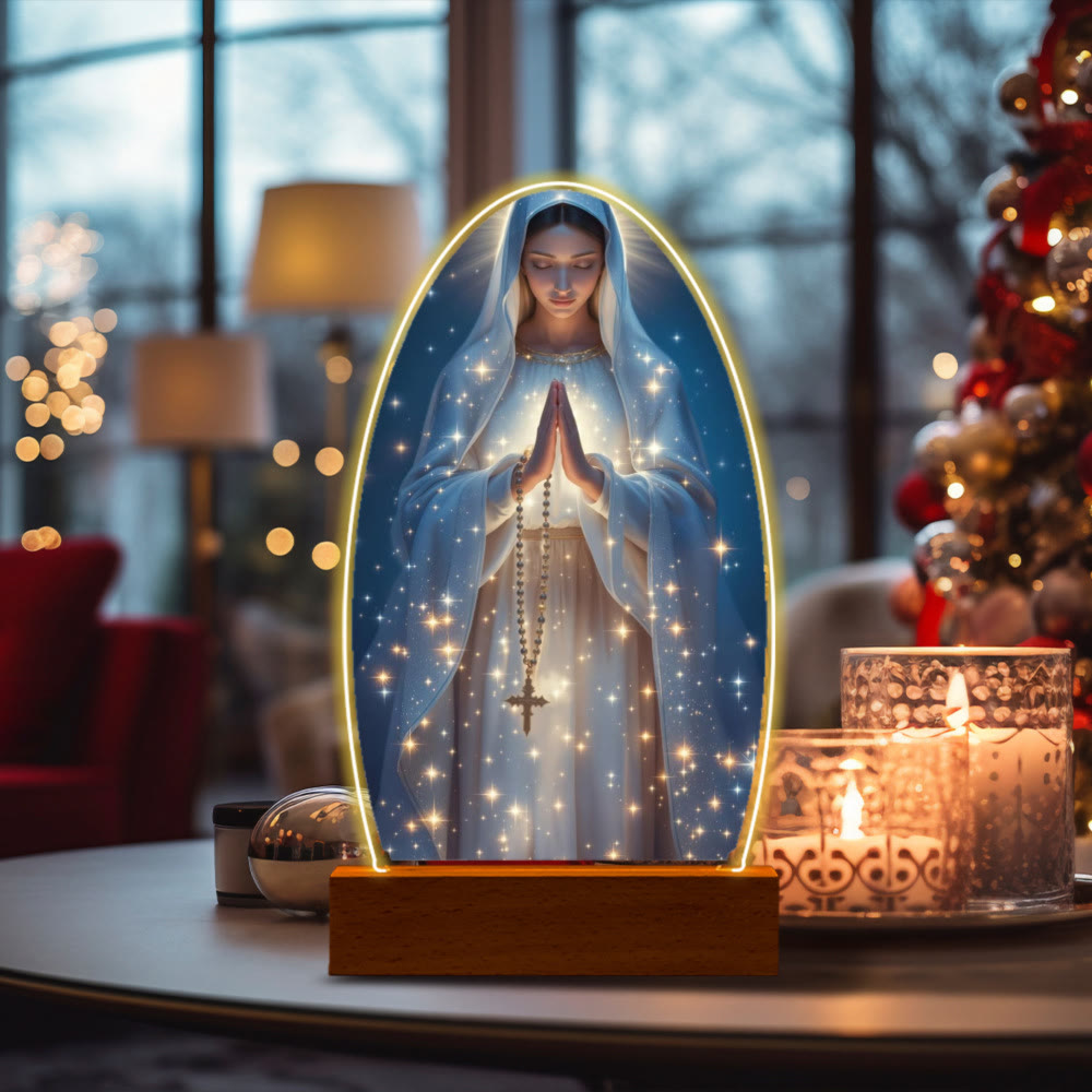 Christianartworkshop Lámpara de noche con la imagen de la Serena Virgen María, de diseño ovalado, para una devoción tranquila. - D - image 7