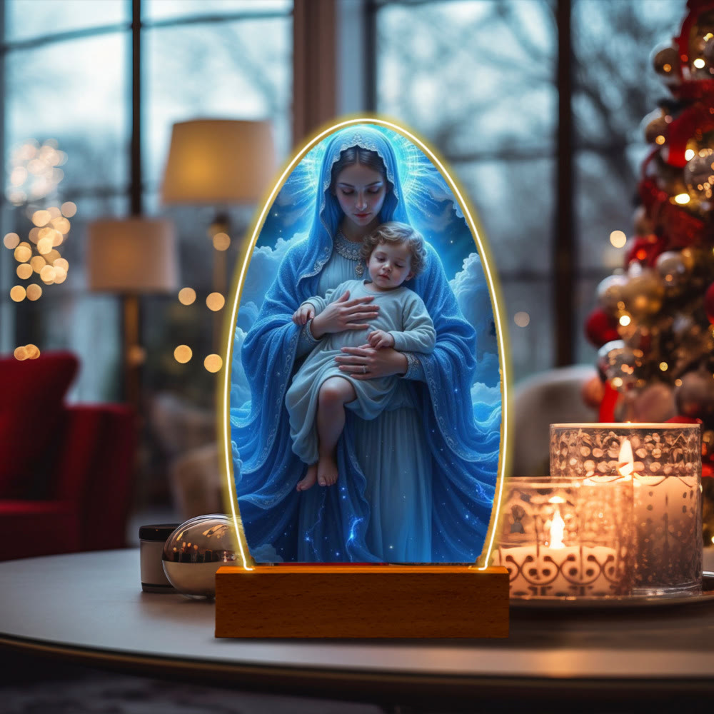 Christianartworkshop Lámpara de noche con la imagen de la Serena Virgen María, de diseño ovalado, para una devoción tranquila. - F - image 9