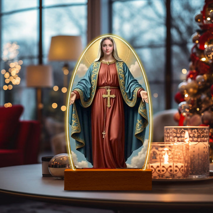 Christianartworkshop Lámpara de noche con la imagen de la Serena Virgen María, de diseño ovalado, para una devoción tranquila. - J - image 13