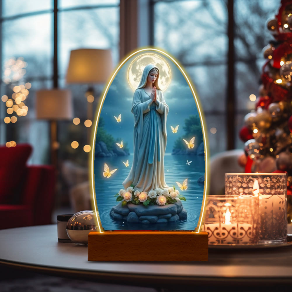 Christianartworkshop Lámpara de noche con la imagen de la Serena Virgen María, de diseño ovalado, para una devoción tranquila. - M - image 16