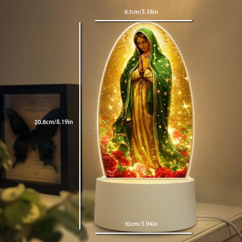 Christianartworkshop Lámpara de noche con la imagen de la Serena Virgen María, de diseño ovalado, para una devoción tranquila. - image 1