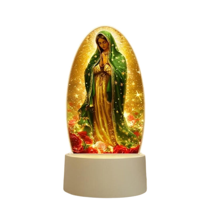 Christianartworkshop Lámpara de noche con la imagen de la Serena Virgen María, de diseño ovalado, para una devoción tranquila. - image 4