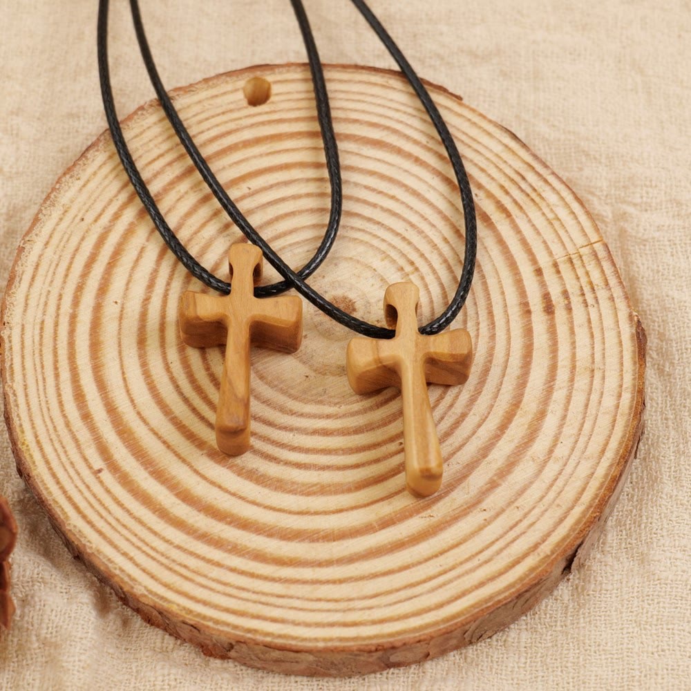 Christianartworkshop Collar con colgante de cruz de madera: Joyería de fe cristiana - image 3