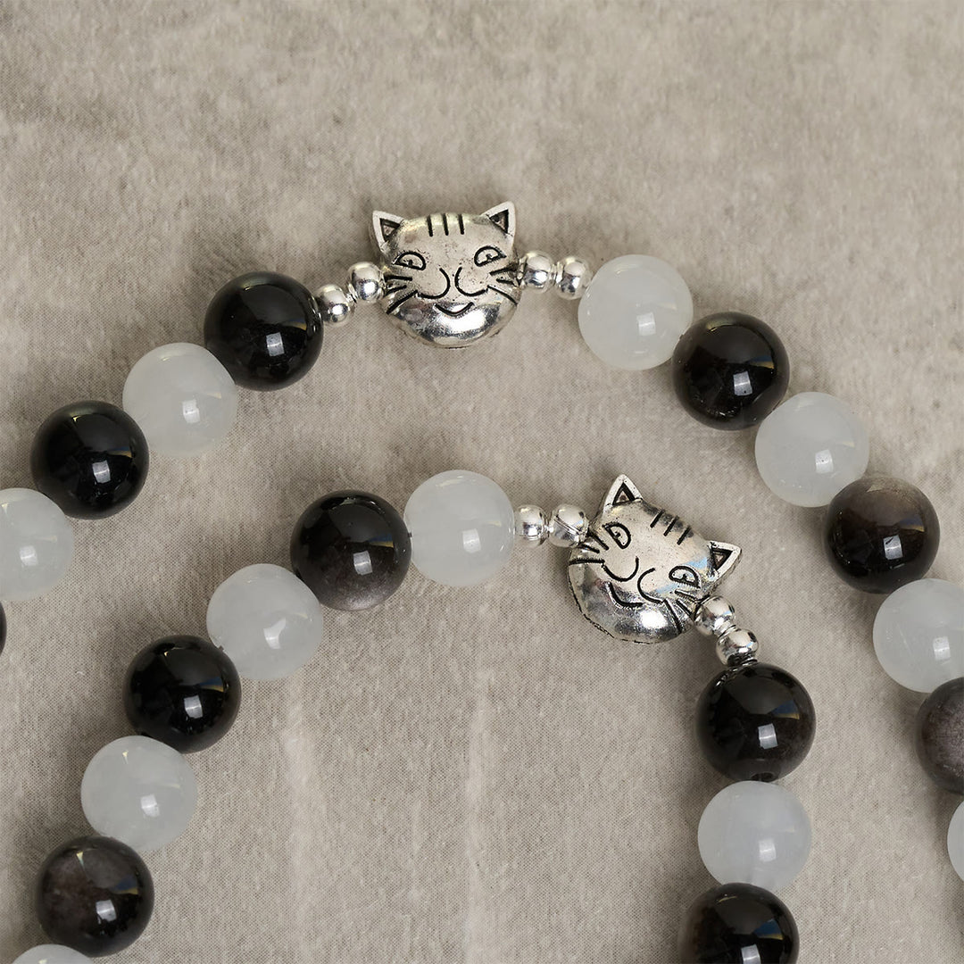 Christianartworkshop Pulsera de cuentas de vaca y gato en blanco y negro, Bendición de Nuestra Señora, Rosario de animales - image 7