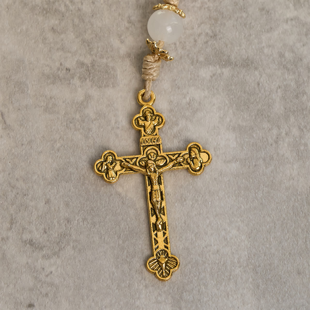Christianartworkshop Elegante rosario persa de cuentas de jade rosa y negro con la bendición de la Virgen María. - image 8