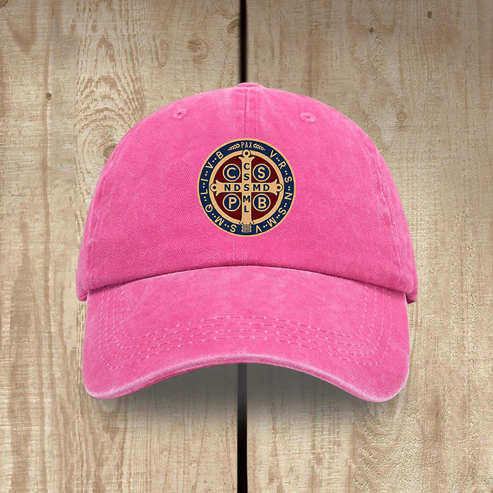 Christianartworkshop Gorro de algodón lavado con la cruz de la Santa Protección de San Benito - Fucsia - image 12