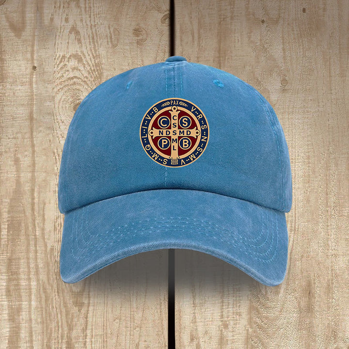 Christianartworkshop Gorro de algodón lavado con la cruz de la Santa Protección de San Benito - Azul real - image 8