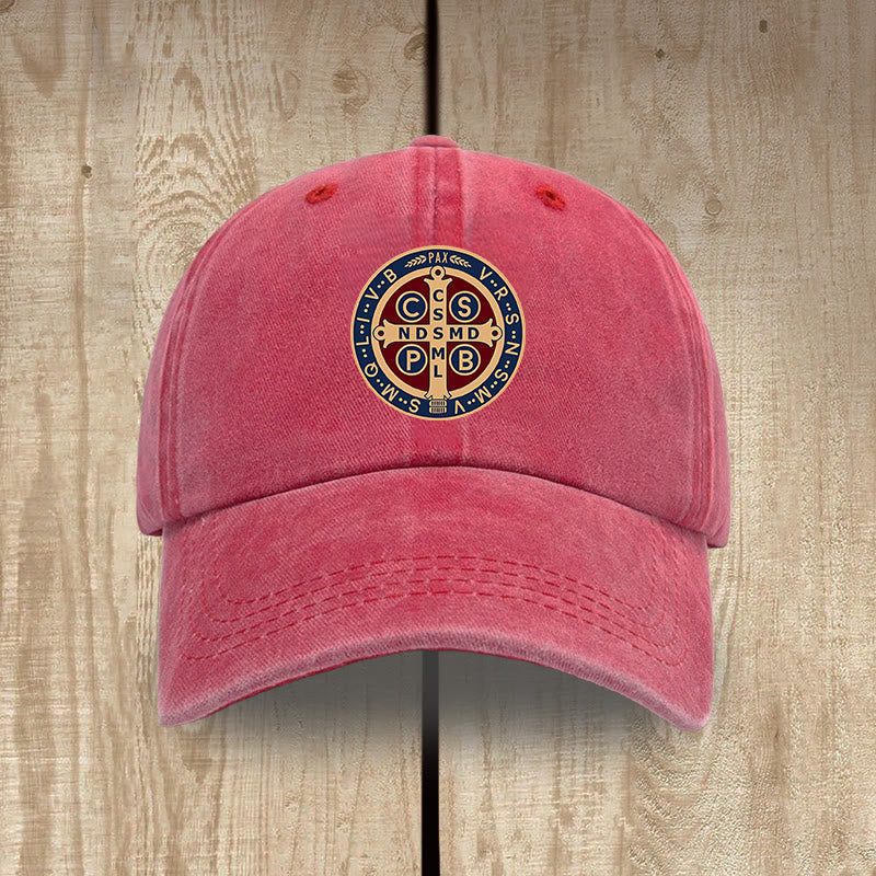 Christianartworkshop Gorro de algodón lavado con la cruz de la Santa Protección de San Benito - Rojo - image 14