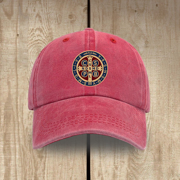 Christianartworkshop Gorro de algodón lavado con la cruz de la Santa Protección de San Benito - Rojo - image 14