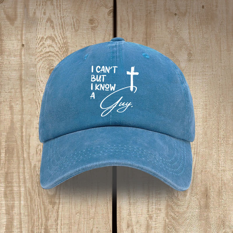 Christianartworkshop Yo no puedo Él puede Jesús Cruz Fe diaria Gorro de algodón lavado - Azul real - image 8