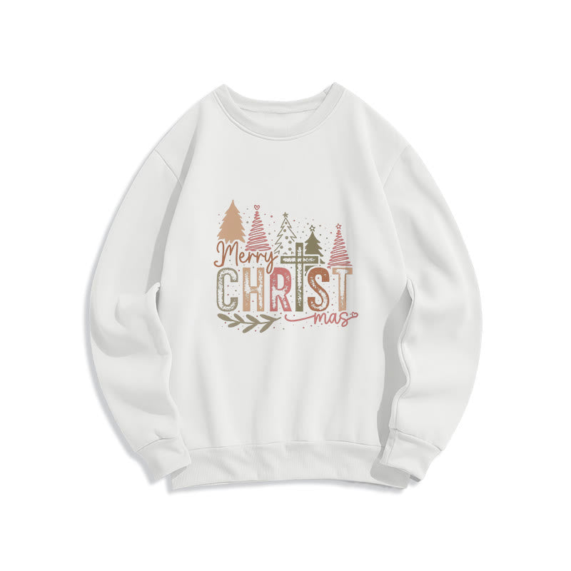 Christianartworkshop Sudadera de poliéster con forro polar y diseño de cruz y árbol de Navidad. - Blanco - 2XL - image 0