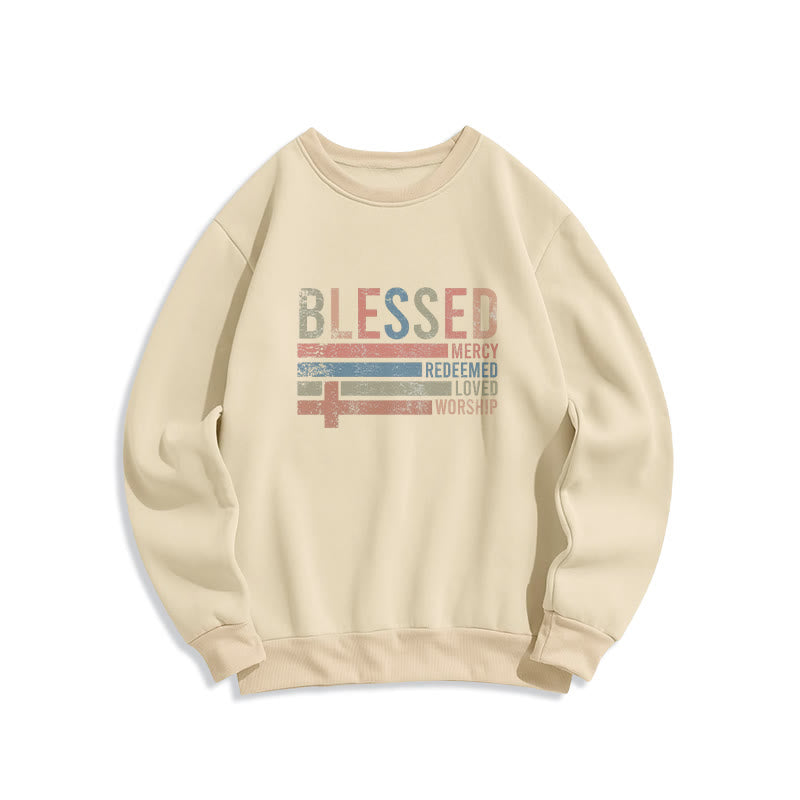 Christianartworkshop Sudadera de poliéster con forro polar y estampado de cruz bendita, inspirada en la fe. - Beige - 2XL - image 1