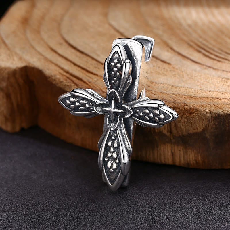 Christianartworkshop Pinza para el cabello con adorno de cruz de plata texturizada vintage: un preciado símbolo de conexión espiritual. - Plata de ley 925 - image 0