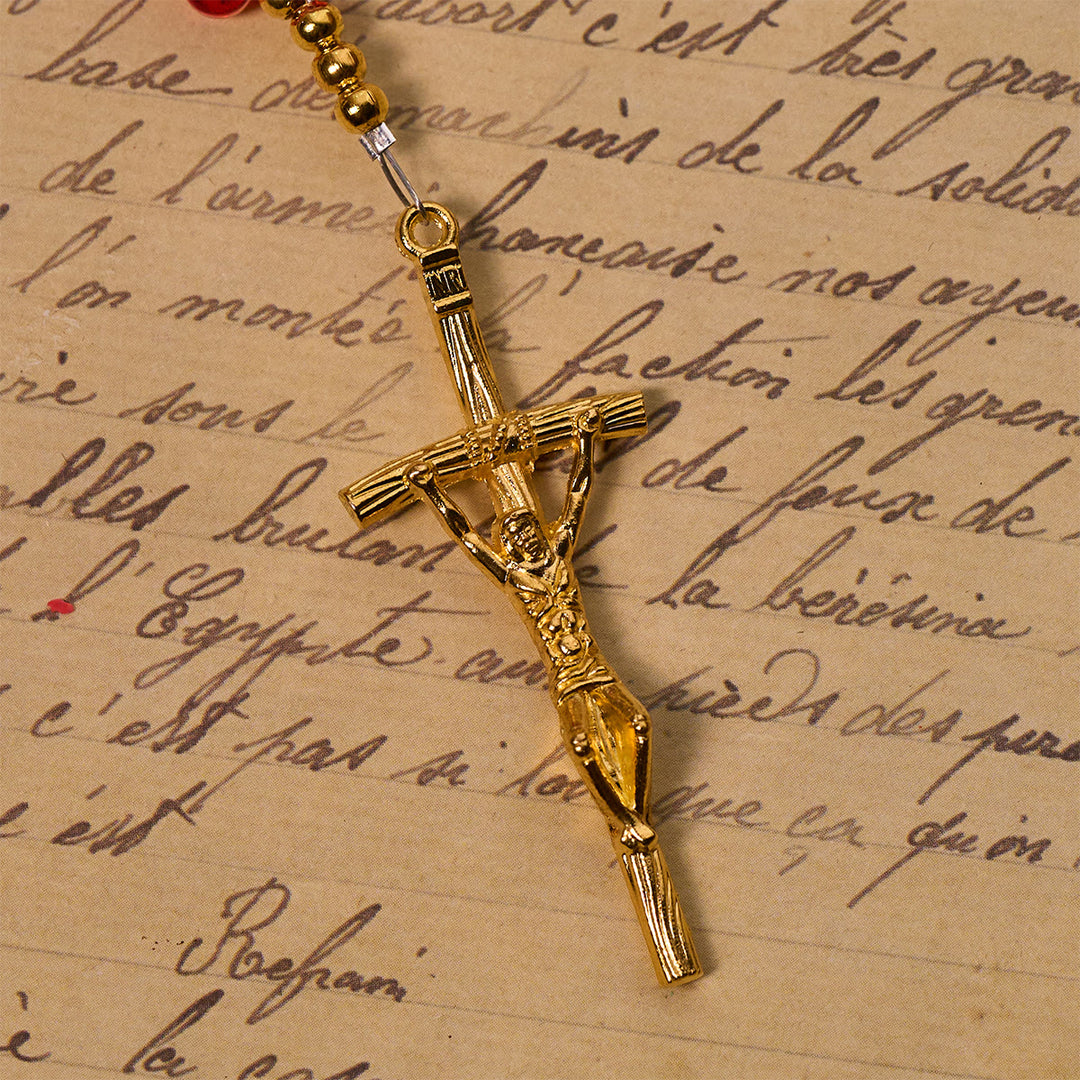 Christianartworkshop Rosario de animales con cuentas de oración de mariposa roja bendita de Nuestra Señora y la Gracia de la Virgen. - image 7