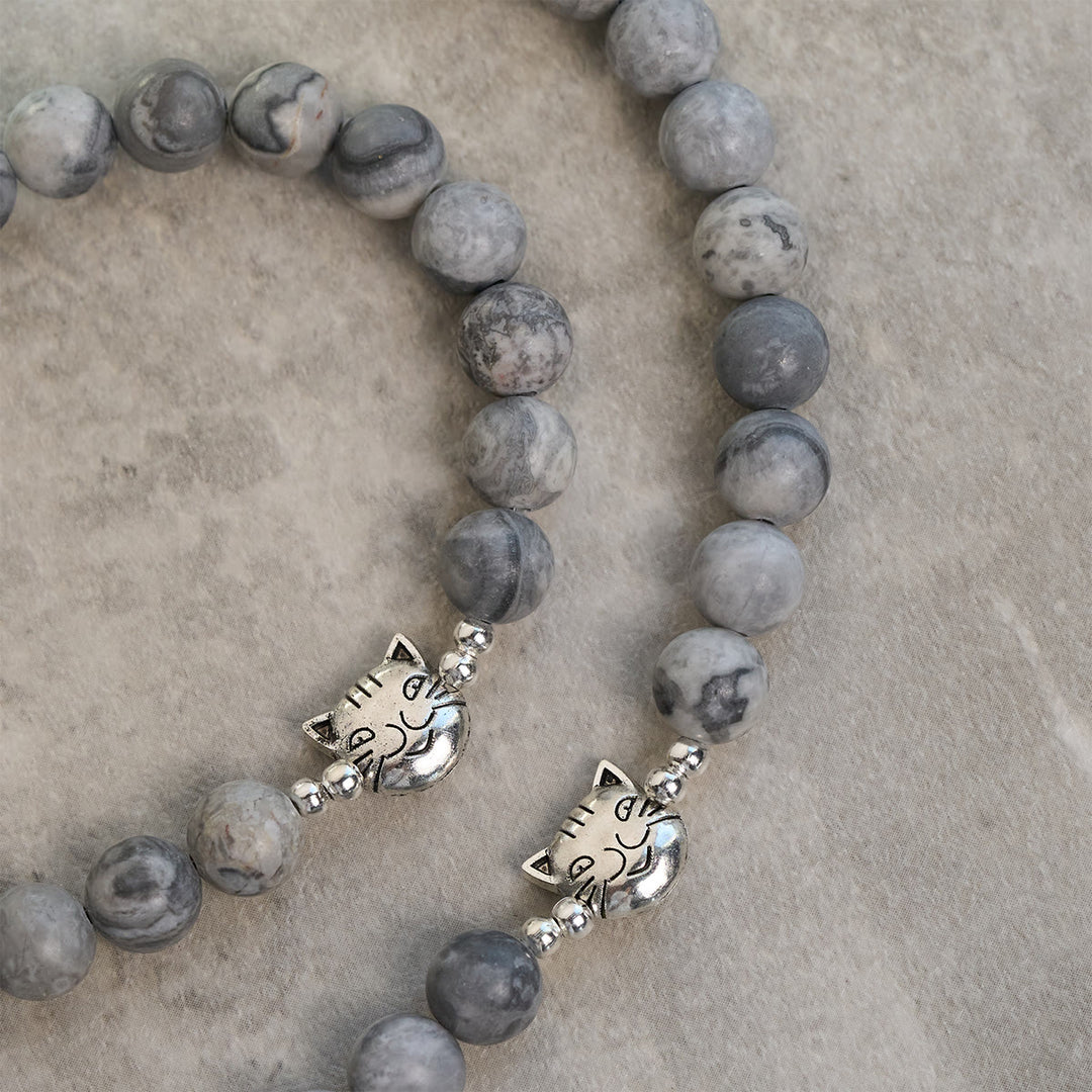 Christianartworkshop Rosario de oración con diseño de gato atigrado gris claro: Pulsera de oración para el cuidado de los gatos callejeros, Rosario de animales - image 6