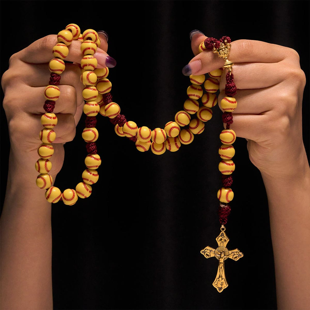 Christianartworkshop Rosario de cuentas de softbol Dynamic Sports Prayer con cordón de nailon duradero para una resistencia duradera. - image 1