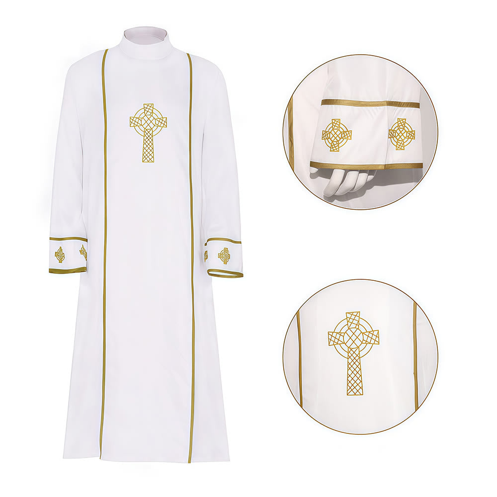 Christianartworkshop Túnica blanca de clérigo de varios estilos: ideal para el culto y los rituales de la iglesia. - image 2