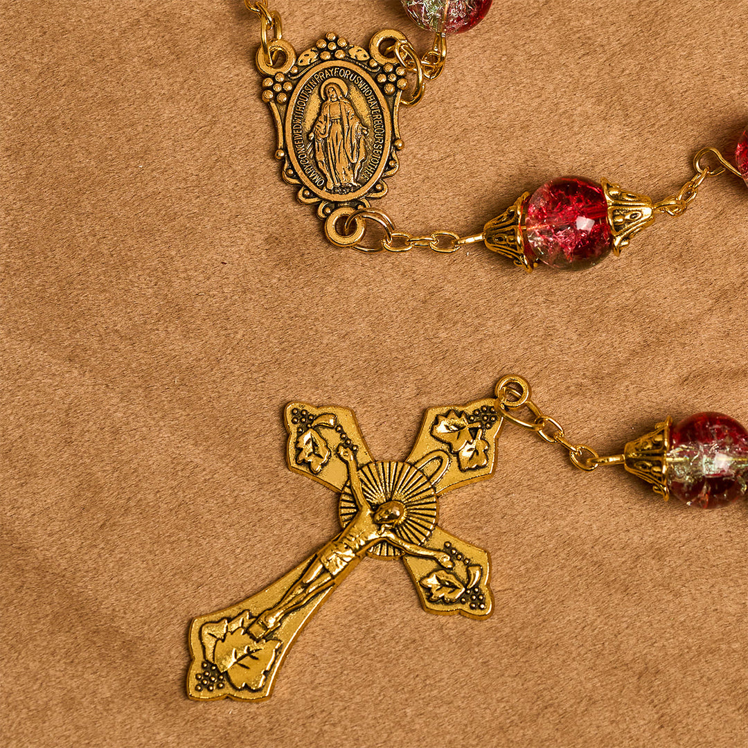 Christianartworkshop Regalo de Navidad: Rosario navideño de cuentas rojas con crucifijo dorado y medalla de la Virgen María. - image 13