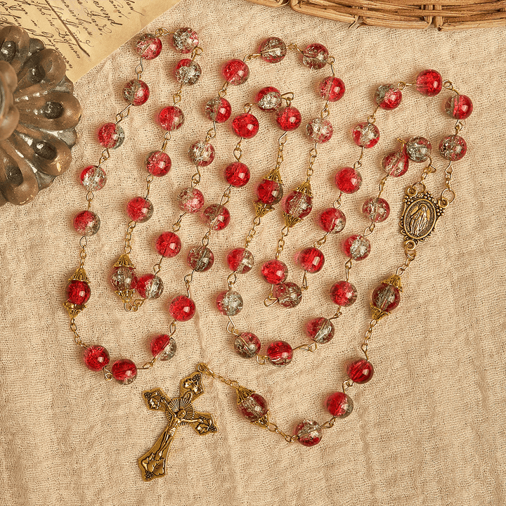 Christianartworkshop Regalo de Navidad: Rosario navideño de cuentas rojas con crucifijo dorado y medalla de la Virgen María. - image 9