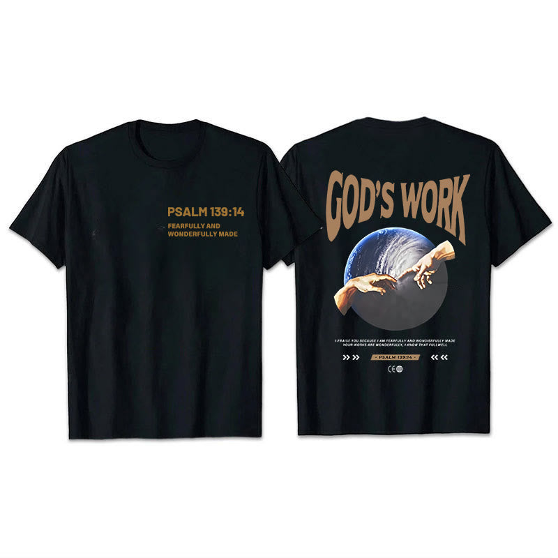 Christianartworkshop La obra de Dios. Salmo 139:14 Camiseta unisex de algodón - Negro - 2XL - image 0