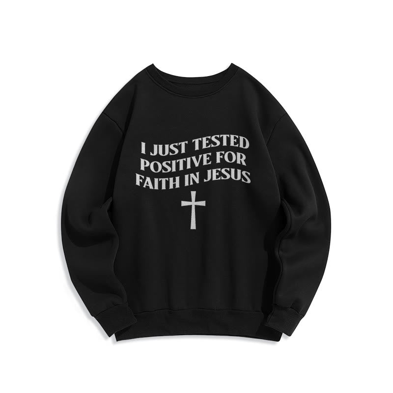 Christianartworkshop Acabo de dar positivo en la prueba de fe en Jesús. Sudadera de poliéster forrada con polar y cruz. - Negro - 2XL - image 4