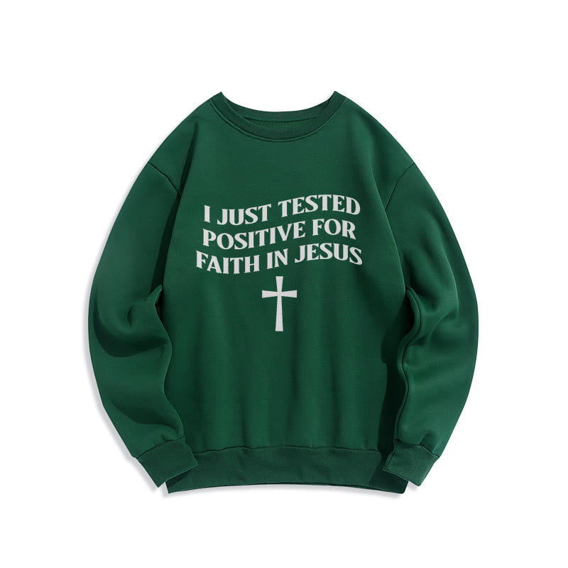 Christianartworkshop Acabo de dar positivo en la prueba de fe en Jesús. Sudadera de poliéster forrada con polar y cruz. - Verde - 2XL - image 0