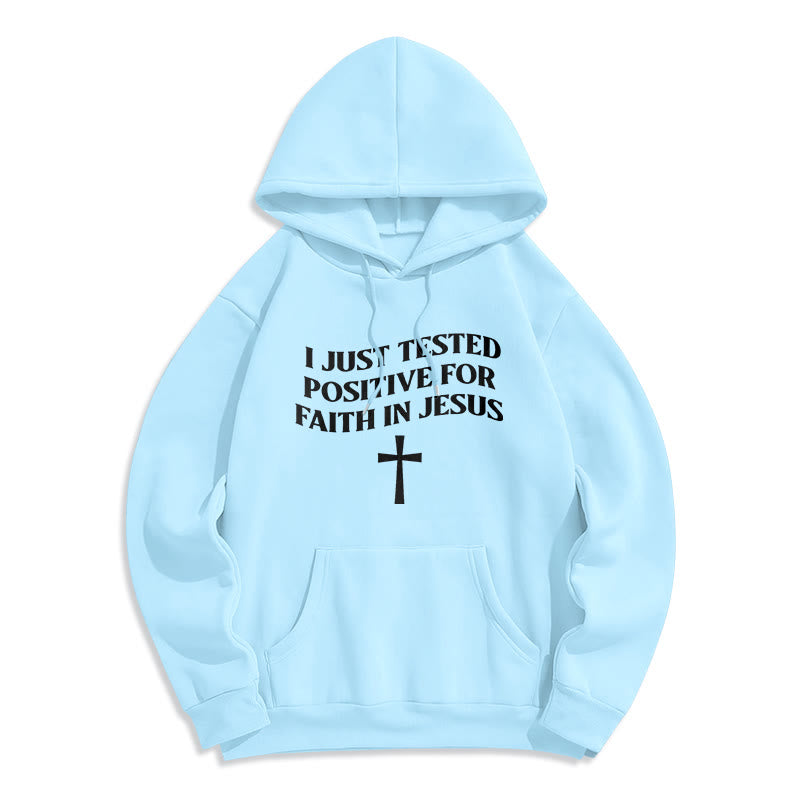 Christianartworkshop Acabo de dar positivo en la prueba de fe en Jesús. Sudadera con capucha de poliéster forrada de felpa con cruz. - Azul - 2XL - image 7
