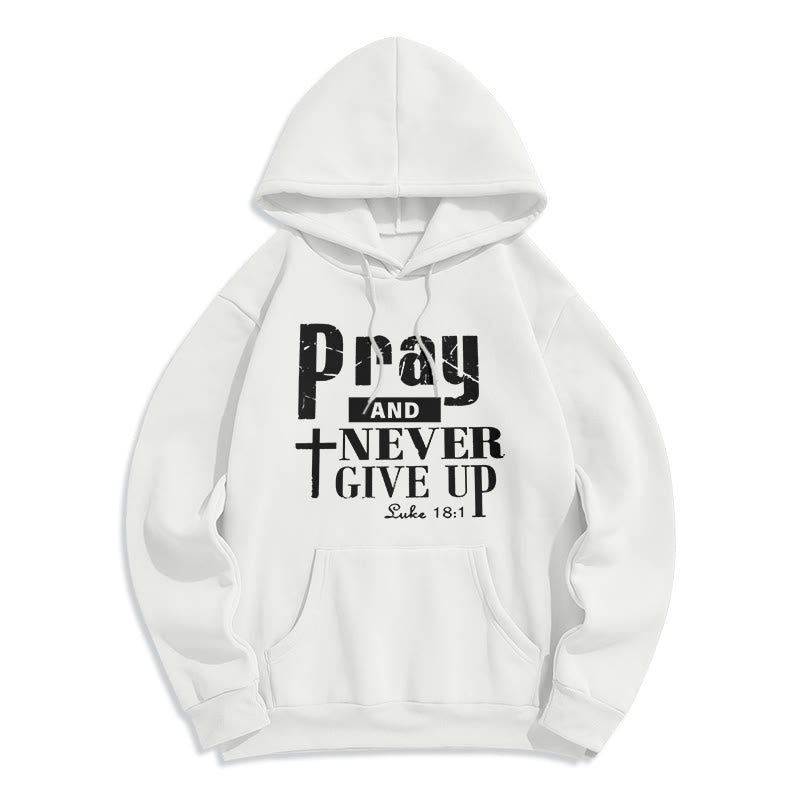 Christianartworkshop Sudadera con capucha de poliéster forrada de felpa con la inscripción "Cruz y Escritura: Ora y nunca te rindas" - Blanco - 2XL - image 1