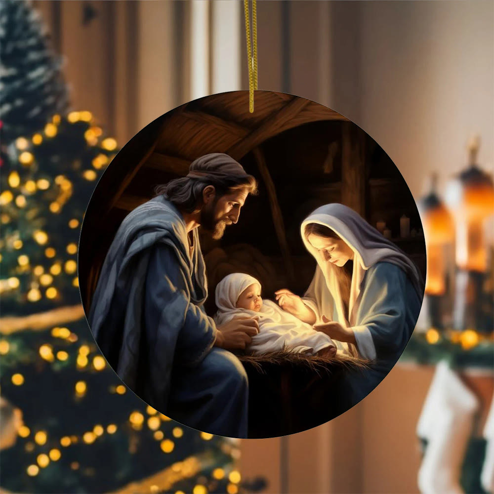 Christianartworkshop 3 Adornos navideños con estilo de pintura al óleo realista - Estilo 3 - Cerámica - image 13